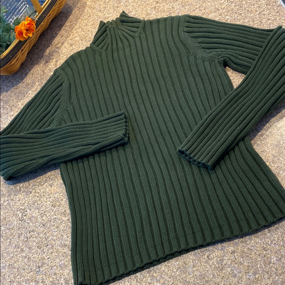 Express Knit Sweater 100% Cotton Dark Green Medium
